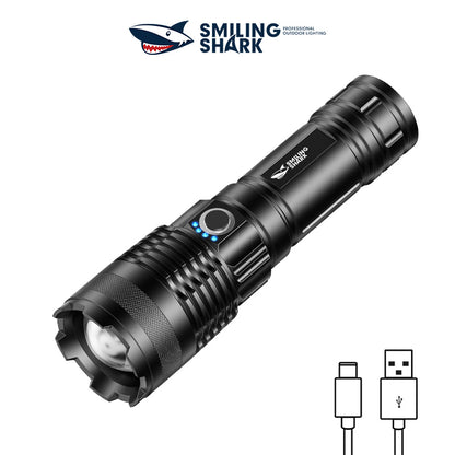Smiling Shark X71 Super Bright 6000LMS Led Torch 5 Modes Type-C Rechargeable Flashlight Lighting Zoomable Waterproof