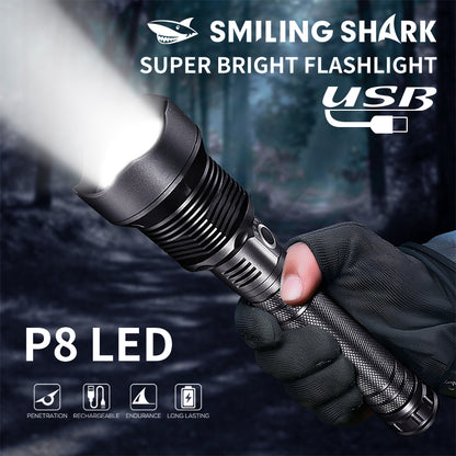 Smiling Shark X92 Super Bright 6000 Lumens Rechargeable Led Torch Flashlight Lighting Torch 10000mAh 15 hours long last