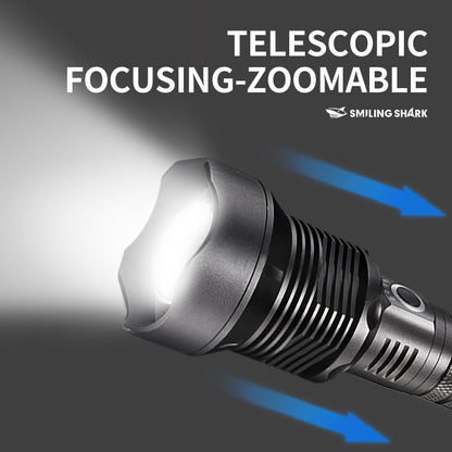 Smiling Shark X92 Super Bright 6000 Lumens Rechargeable Led Torch Flashlight Lighting Torch 10000mAh 15 hours long last