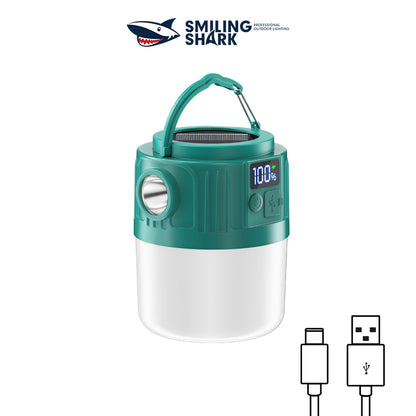 Smiling Shark YJ5801 Solar Led Camping Lantern USB Rechargeable Super Bright Digital Display, 6 Modes, USB Power Bank, Phone Charger with Remote Control