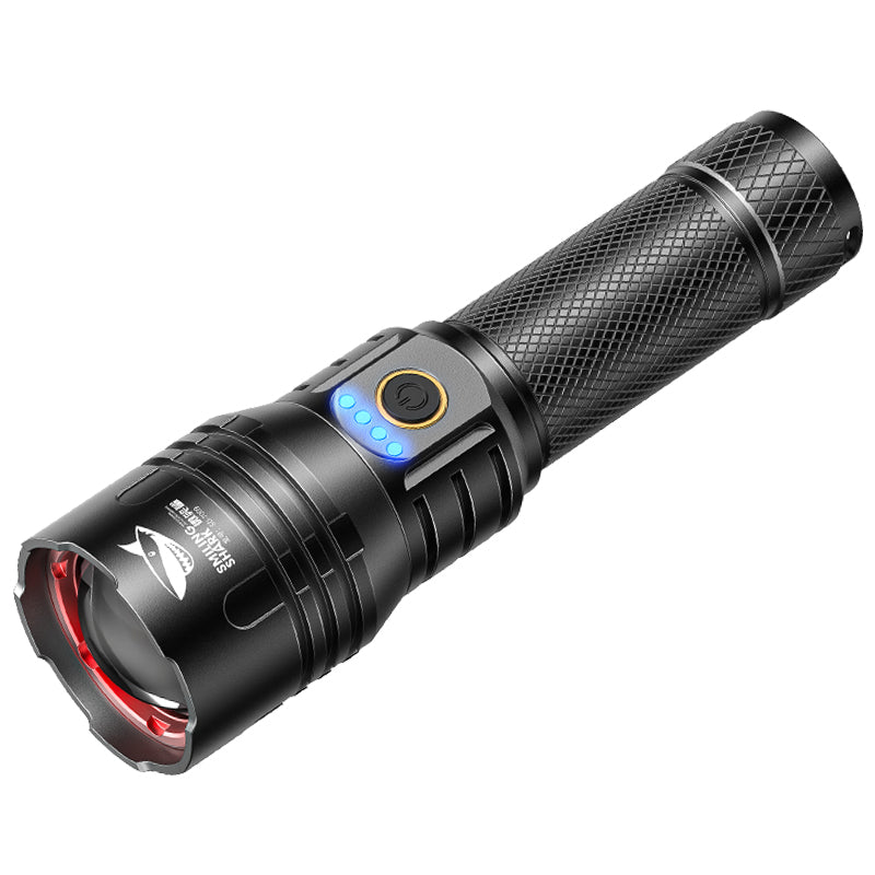 Smiling Shark -SD7009 Flashlight 12000 Lumens Type-C Rechargeable Flashlight Lighting Torch 3 modes Zoomable Waterproof Light With Power Bank Function