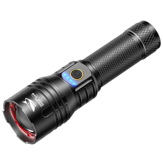 Smiling Shark -SD7009 Flashlight 12000 Lumens Type-C Rechargeable Flashlight Lighting Torch 3 modes Zoomable Waterproof Light With Power Bank Function