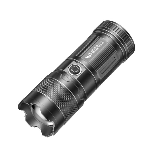Smiling Shark SD1012 Super Bright 6000 Lumens 5 Modes 5400mAh M55 White Laser LED Torch Light Super Bright Led Torch Zoomable Type-C Torches Rechargeable Waterproof Flashlight Lighting