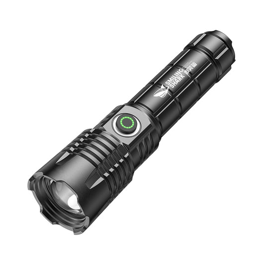 Smiling Shark SD-7163 Super Bright Led Torch  6000 Lumens 4 Modes Type-C Rechargeable Flashlight Lighting LED Torch Light Zoomable Waterproof With Power Bank Function