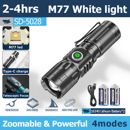Smiling Shark SD5028 Mini Torch Light Rechargeable Flash Light Led M77 5000LM with Pen Clip Portable