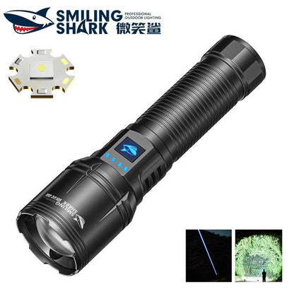 SmilingShark SD7171 Torch light Super Bright M60 6000lm Powerful Flashlight with Power Display 4modes Zoomable Type-C Rechargeable Waterproof for Camping Hiking Household