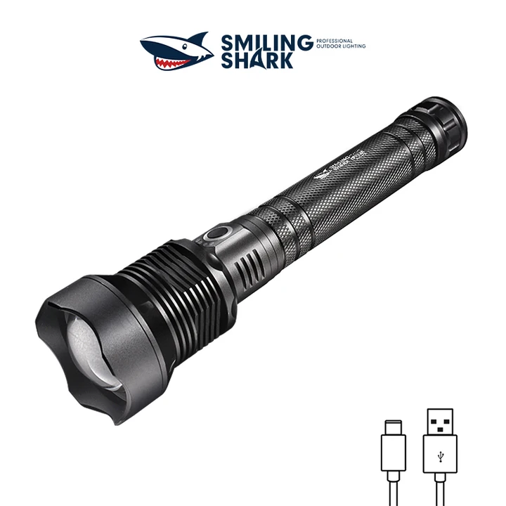Smiling Shark X92 Super Bright 6000 Lumens Rechargeable Led Torch Flashlight Lighting Torch 10000mAh 15 hours long last