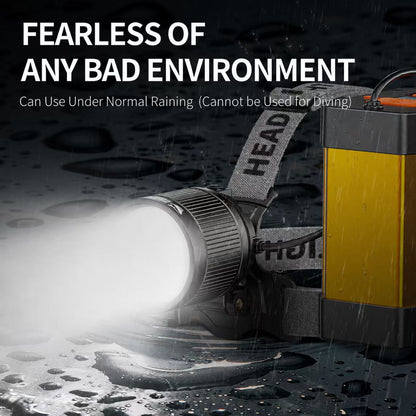 Smiling Shark TD-0262 Super Bright 10000 Lumens LED Rechargeable Headlights COB Floodlight Zoomable Type-C