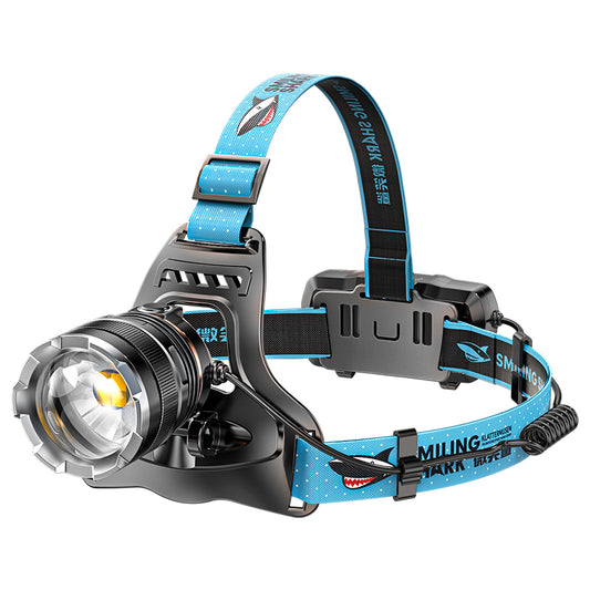 Smiling Shark K225B Led Headlights 6000 LMS LED Headlamp Torch Usb Rechargeable Headlight With Two 18650 Headlamp Battery Zoomable Type-C Waterproof With Sensor Switch