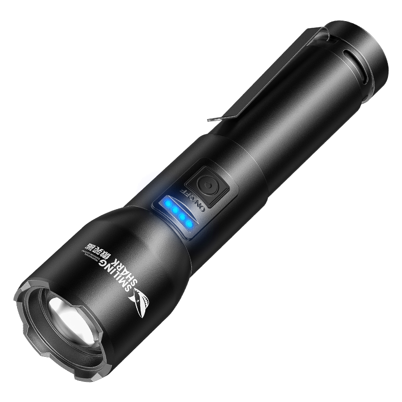 Smiling Shark SD-8107 Super Bright 7000 Lumens Type-C Rechargeable Torch Light Torches Rechargeable Flashlight Lighting 5 Models Zoomable Waterproof