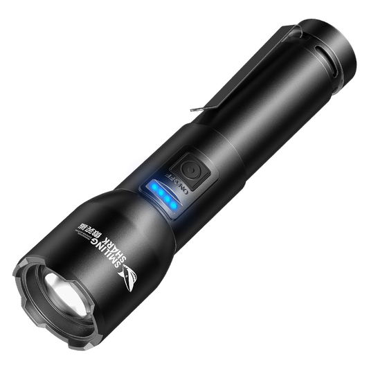 Smiling Shark SD-8107 Super Bright 7000 Lumens Type-C Rechargeable Torch Light Torches Rechargeable Flashlight Lighting 5 Models Zoomable Waterproof