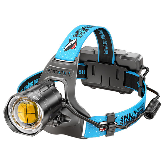 Smiling Shark K808 Super Bright 6000 Lumens Led Headlamp  8400mAh Battery Long Last Zoomable 3 Modes USB Rechargeable Waterproof LED Headlamp for Camping/Hiking