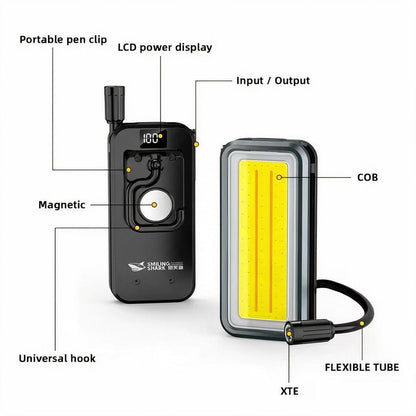 Smiling Shark 6-Mode Magnetic Work Light USB-C, 2-6Hr, COB, Waterproof  With Power Bank-5139