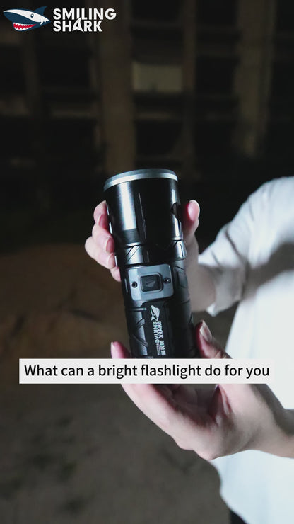 Smiling Shark SD-7100 Flashlight Super Bright 10000 lumens Torches Rechargeable Type-C Usb Rechargeable Zoomable Waterproof With Powerbank Function&nbsp;